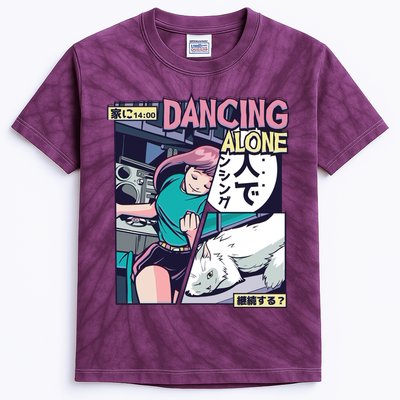 Dancing Alone Anime Kids Tie-Dye T-Shirt