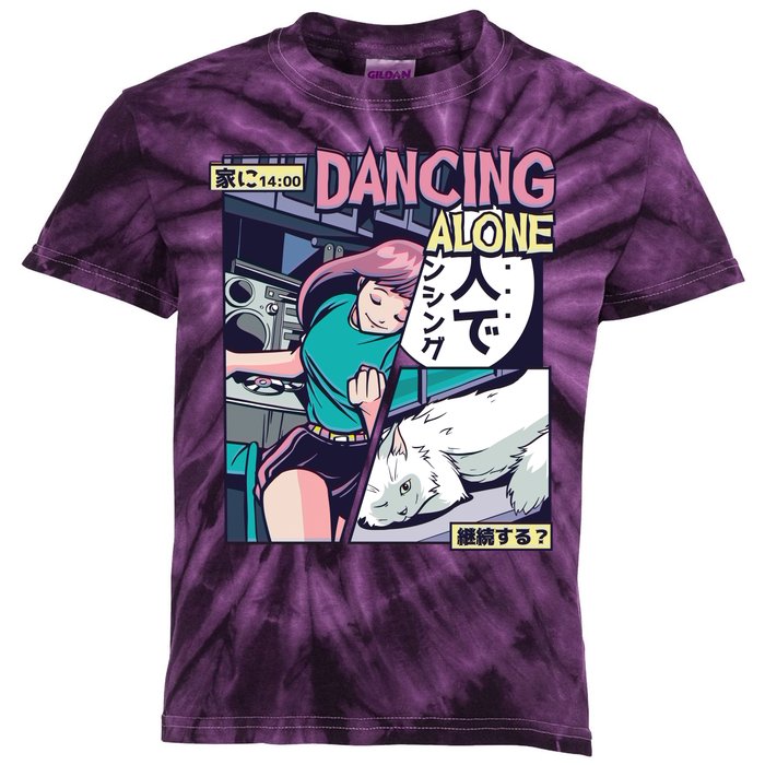 Dancing Alone Anime Kids Tie-Dye T-Shirt