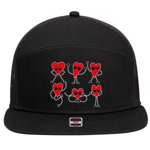 Dancing Hearts Dance Challenge Valentines Day 7 Panel Mesh Trucker Snapback Hat