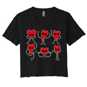 Dancing Hearts Dance Challenge Valentines Day Women's Crop Top Tee