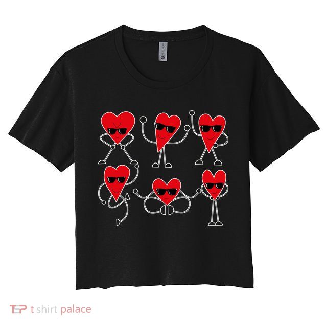 Dancing Hearts Dance Challenge Valentines Day Women's Crop Top Tee