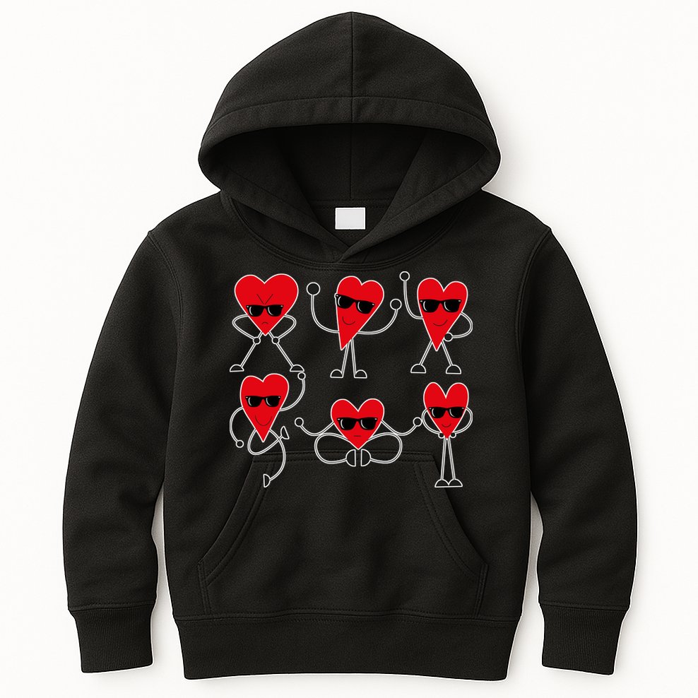 Dancing Hearts Dance Challenge Valentines Day Kids Hoodie