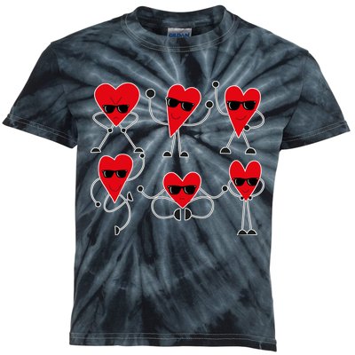 Dancing Hearts Dance Challenge Valentines Day Kids Tie-Dye T-Shirt