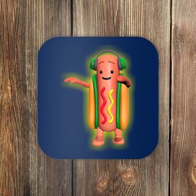 Dancing Hot Dog Funny Filter Meme Coaster