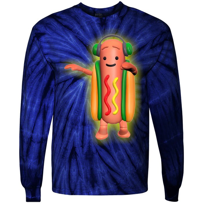 Dancing Hot Dog Funny Filter Meme Tie-Dye Long Sleeve Shirt