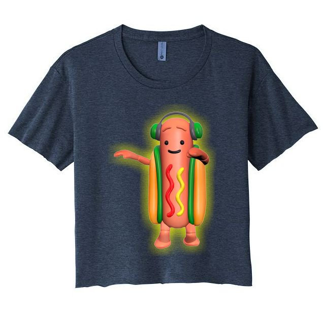 Dancing Hot Dog Funny Filter Meme Crop Top