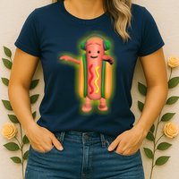 Dancing Hot Dog Funny Filter Meme Womens T-Shirt