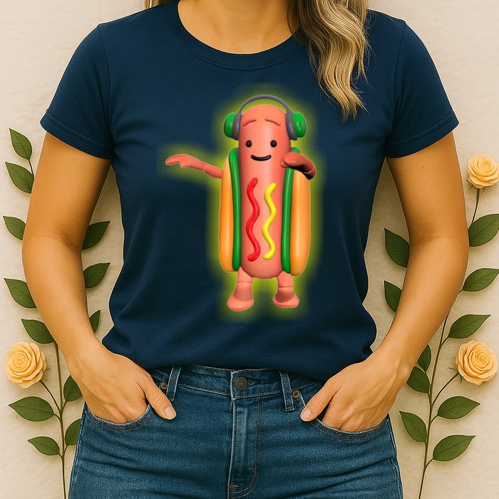 Dancing Hot Dog Funny Filter Meme Womens T-Shirt