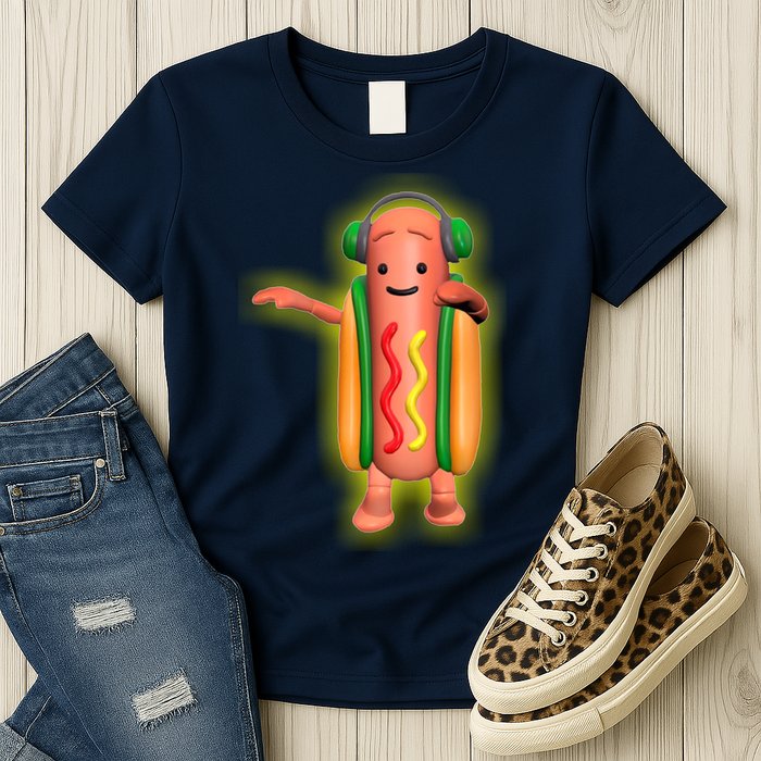 Dancing Hot Dog Funny Filter Meme Womens T-Shirt