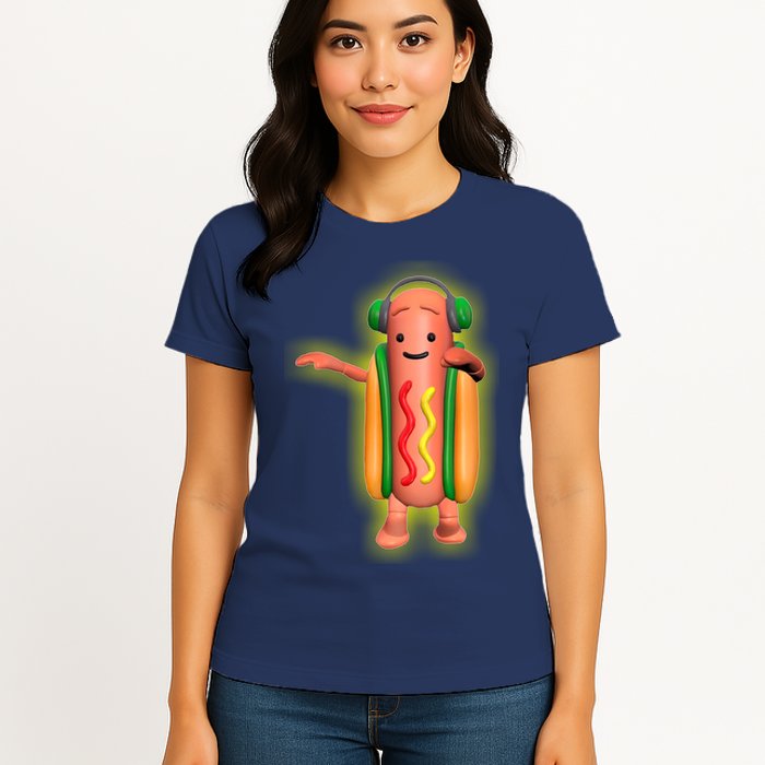 Dancing Hot Dog Funny Filter Meme Womens T-Shirt