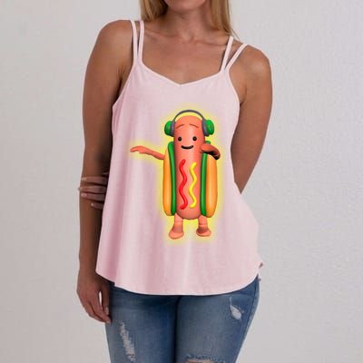 Dancing Hot Dog Funny Filter Meme Women's Strappy Tank