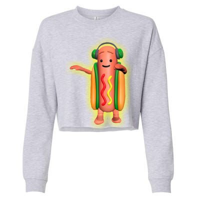 Dancing Hot Dog Funny Filter Meme Cropped Pullover Crew