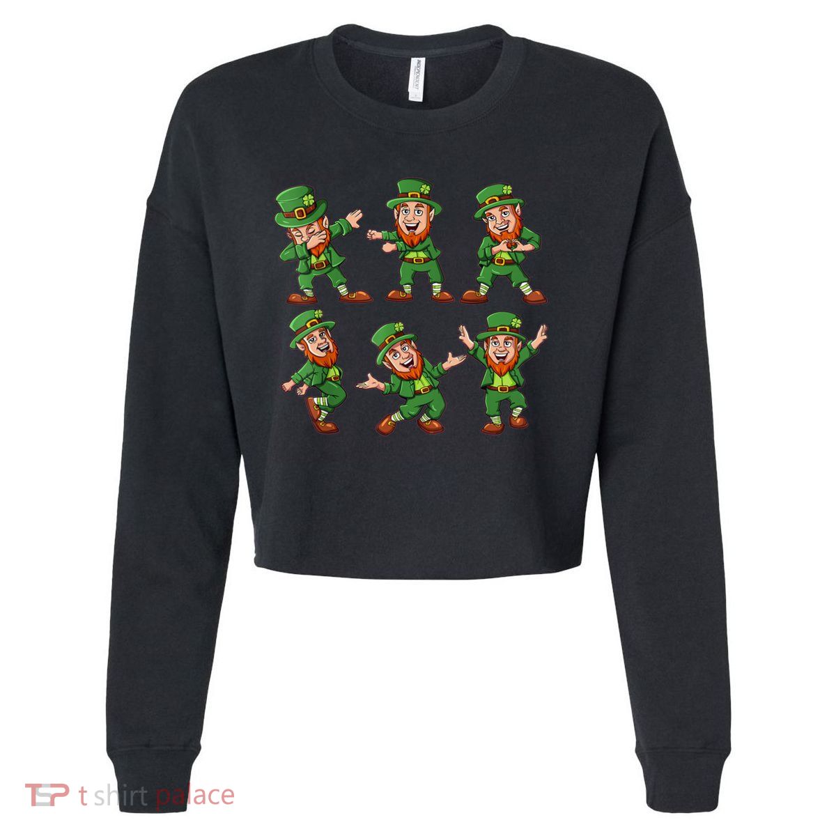 Dancing Leprechaun Dab Cropped Pullover Crew