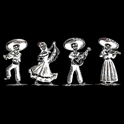 Dancing Mexican Skeletons Playing Music T-Shirt