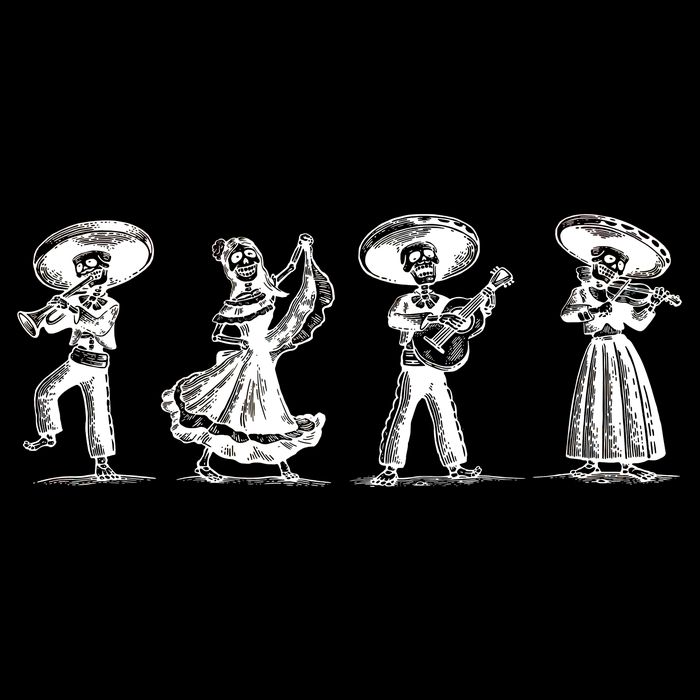 Dancing Mexican Skeletons Playing Music Tall T-Shirt