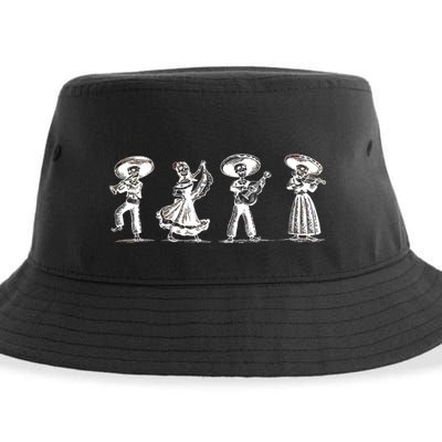 Dancing Mexican Skeletons Playing Music Sustainable Bucket Hat