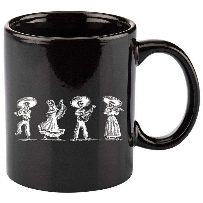 Dancing Mexican Skeletons Playing Music 11oz C Handle Ceramic Mug