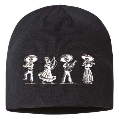 Dancing Mexican Skeletons Playing Music Sustainable Beanie