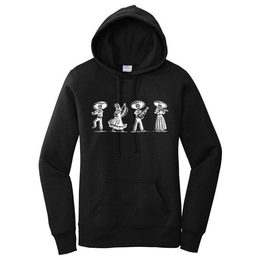Dancing Mexican Skeletons Playing Music Women's Pullover Hoodie