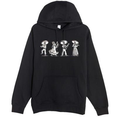 Dancing Mexican Skeletons Playing Music Premium Pullover Hoodie