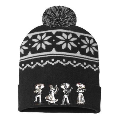 Dancing Mexican Skeletons Playing Music USA-Made Snowflake Beanie