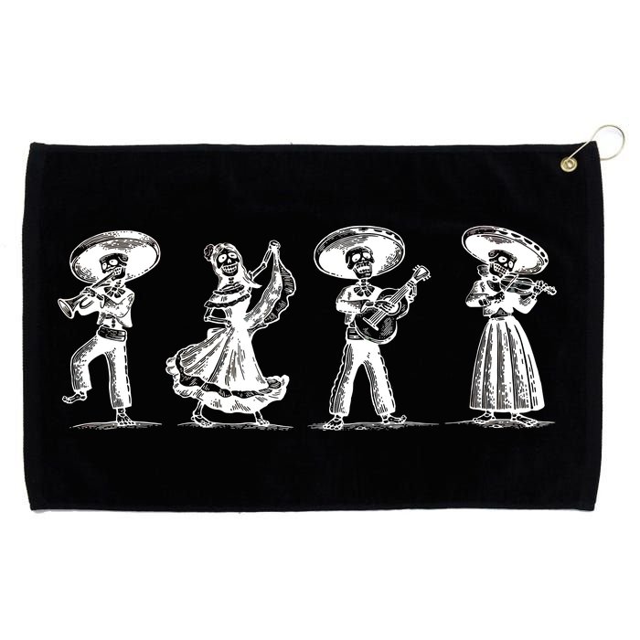 Dancing Mexican Skeletons Playing Music Grommeted Golf Towel