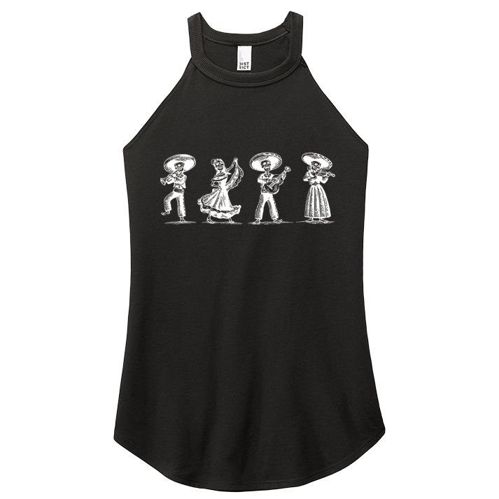 Dancing Mexican Skeletons Playing Music Women's Perfect Tri Rocker Tank
