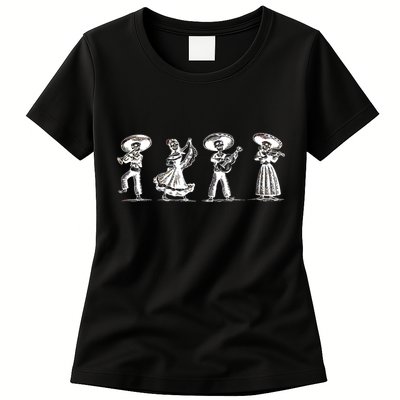 Dancing Mexican Skeletons Playing Music Womens T-Shirt