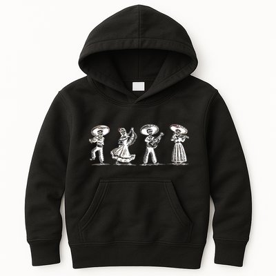 Dancing Mexican Skeletons Playing Music Kids Hoodie
