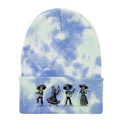 Dancing Mexican Skeletons Playing Music Tie Dye 12in Knit Beanie