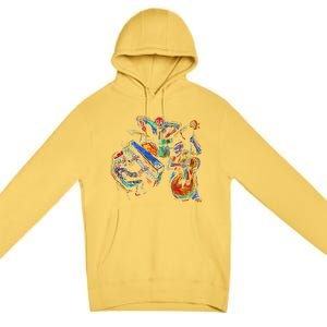 Dancing Skeleton Music Band Premium Pullover Hoodie