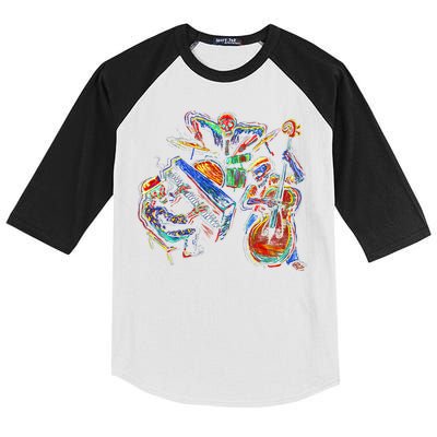 Dancing Skeleton Music Band Kids Colorblock Raglan Jersey