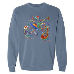 Dancing Skeleton Music Band Garment-Dyed Sweatshirt