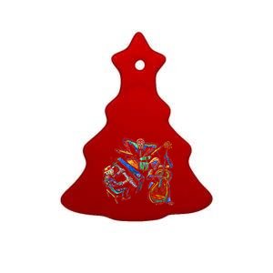 Dancing Skeleton Music Band Ceramic Tree Ornament