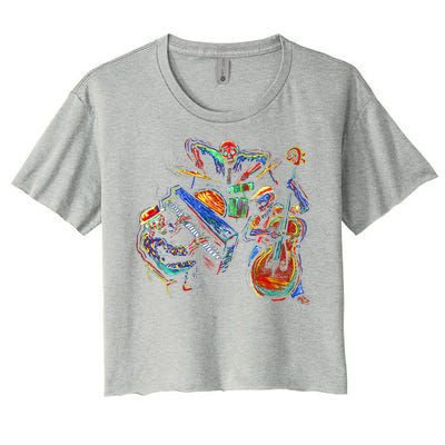 Dancing Skeleton Music Band Women's Crop Top Tee