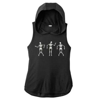 Dancing Skeletons Cute Halloween Ladies PosiCharge Tri-Blend Wicking Draft Hoodie Tank