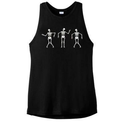 Dancing Skeletons Cute Halloween Ladies PosiCharge Tri-Blend Wicking Tank