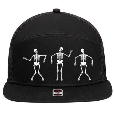 Dancing Skeletons Cute Halloween 7 Panel Mesh Trucker Snapback Hat