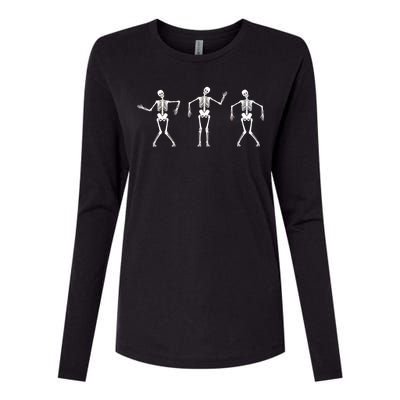 Dancing Skeletons Cute Halloween Womens Cotton Relaxed Long Sleeve T-Shirt