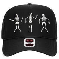 Dancing Skeletons Cute Halloween High Crown Mesh Back Trucker Hat