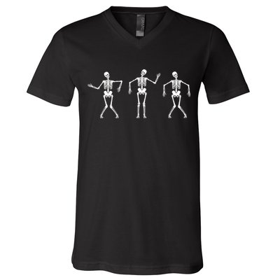 Dancing Skeletons Cute Halloween V-Neck T-Shirt
