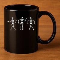 Dancing Skeletons Cute Halloween 11oz C Handle Ceramic Mug