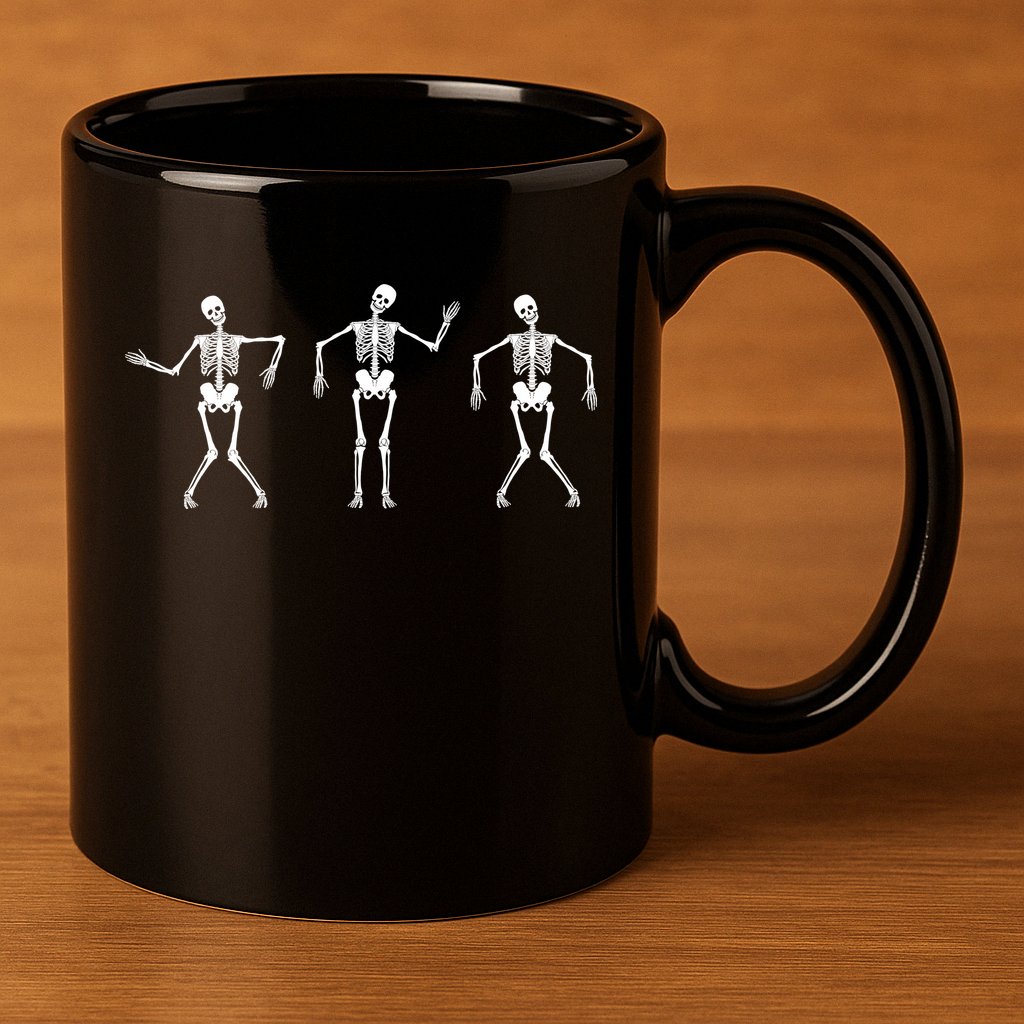 Dancing Skeletons Cute Halloween 11oz C Handle Ceramic Mug