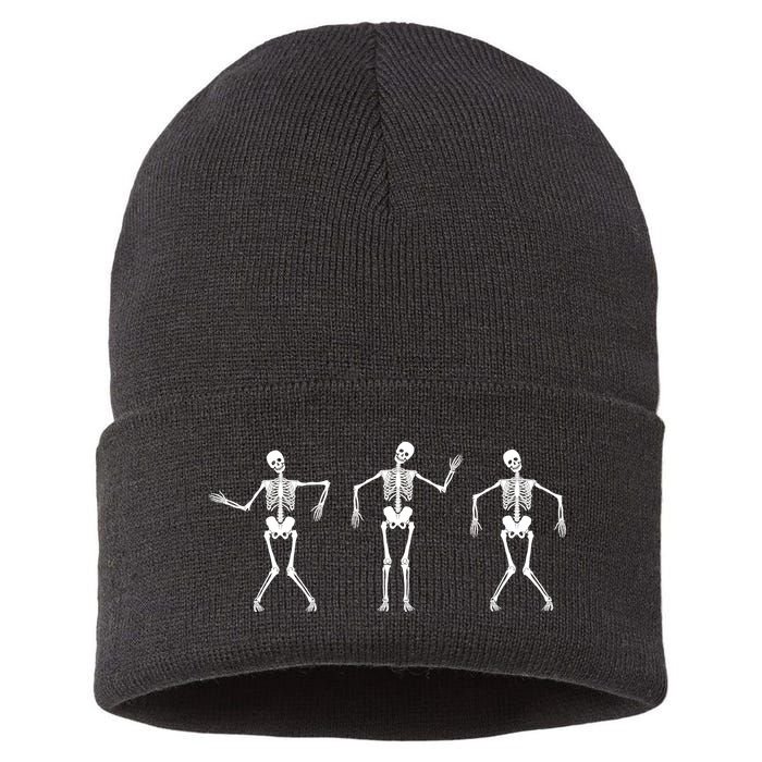 Dancing Skeletons Cute Halloween Sustainable Knit Beanie