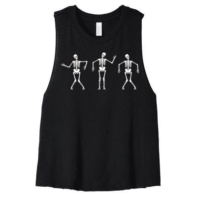 Dancing Skeletons Cute Halloween Women's Racerback Cropped Tank