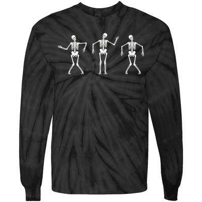 Dancing Skeletons Cute Halloween Tie-Dye Long Sleeve Shirt