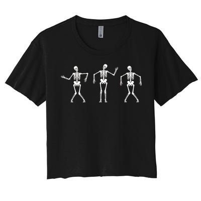 Dancing Skeletons Cute Halloween Women's Crop Top Tee