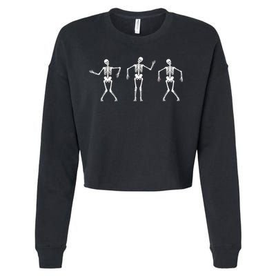 Dancing Skeletons Cute Halloween Cropped Pullover Crew