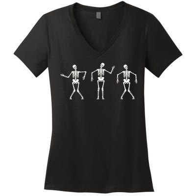 Dancing Skeletons Cute Halloween Women's V-Neck T-Shirt