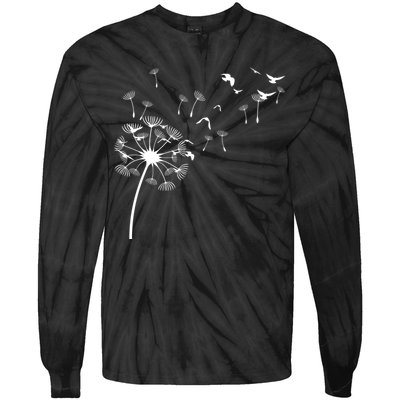 Dandelion Birds Tie-Dye Long Sleeve Shirt